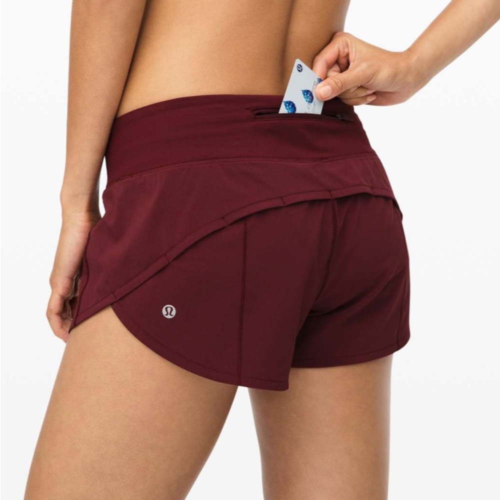 Lululemon Women's Burgundy Speed Up Shorts - Size 10